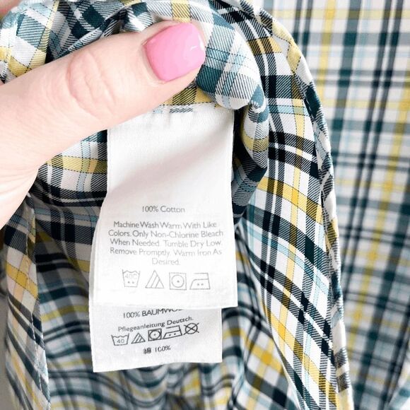 Eddie Bauer Mens Shirt Mercerized Cotton Classic Fit Long Sleeve Plaid Green Med - Picture 6 of 8